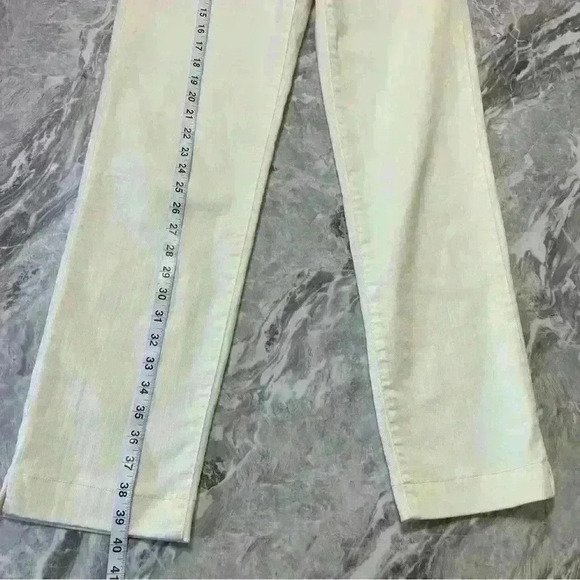 Dismero Vermoda Spa Jeans 30 Italy Ivory Mid Rise Stretch Women's Gold Details - Picture 15 of 16